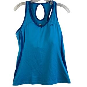Adidas ClimaCool Womens Blue‎ Athletic Tank Top Racerback Keyhole Size L